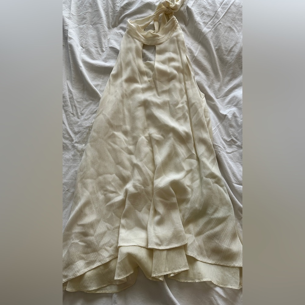 White high neck flowy dress